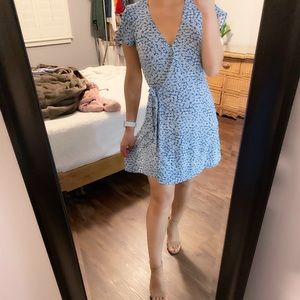 H&M blue floral wrap dress.